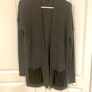 Ann Taylor long cardigan with leather pockets